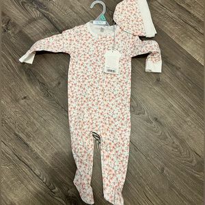 Floral sleeper with matching cap